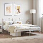 vidaXL Cadre de lit métal avec tête de lit blanc 140x200 cm