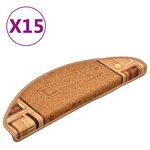 vidaXL Tapis d'escalier autocollants 15 Pièces Beige 65x21x4 cm
