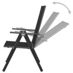 vidaXL Chaises pliables de jardin 4 Pièces Aluminium et textilène Noir