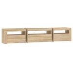 vidaXL Meuble TV avec lumières LED Chêne sonoma 195x35x40 cm