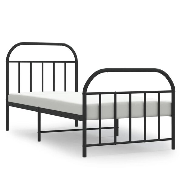 vidaXL Cadre de lit métal avec tête de lit/pied de lit noir 90x190 cm