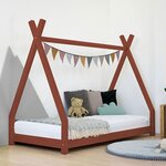 Lit tipi enfant NAKANA 90 x 160 rouge brique