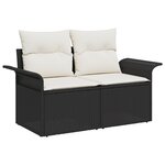 Ensemble de canapé de jardin de 12 pièces avec coussins en poly rotin noir crème