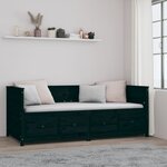 vidaXL Lit de jour Noir 90x200 cm Bois de pin massif