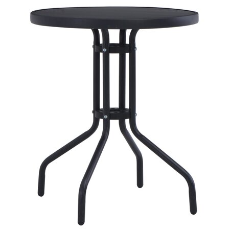 vidaXL Table de jardin Noir 60 cm Acier et verre