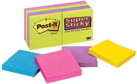 Lot de 12 Bloc-Notes 90 f Super Sticky Ultra 76x 76 mm POST-IT