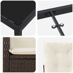 vidaXL Ensemble de salle à manger de jardin de 3 pièces avec coussins - Rattan poly marron