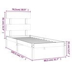 vidaXL Cadre de lit bois massif 75x190 cm petit simple