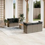 vidaXL Salon de jardin 6 Pièces avec coussins gris résine tressée