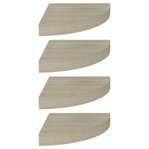 vidaXL Étagères d'angle flottantes 4 Pièces chêne 25x25x3 8 cm MDF