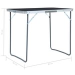 vidaXL Table pliable de camping avec cadre en métal 80x60 cm Gris