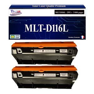 T3AZUR - 2x Toners compatibles avec Samsung MLT-D116L MLTD116L pour Samsung Xpress M2625D M2675FN M2825DW M2825ND M2835DW M2875FD M2875FW M2885FW