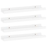 vidaXL Étagères murales 4 Pièces Blanc brillant 40x9x3 cm