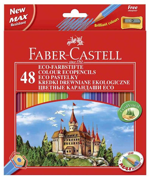Etui Lot de 48 crayons de couleur Hexagonal ECOavec Taille-Crayons FABER-CASTELL