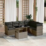 vidaXL Salon de jardin avec coussins 7 Pièces gris résine tressée