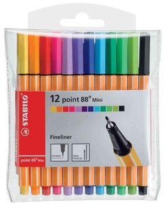 Pochette de 12 Stylo-Feutre POINT 88 MINI Pointe Fine 0 4 mm STABILO