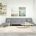 vidaXL Canapé-lit en forme de L gris clair 255x140x70 cm tissu