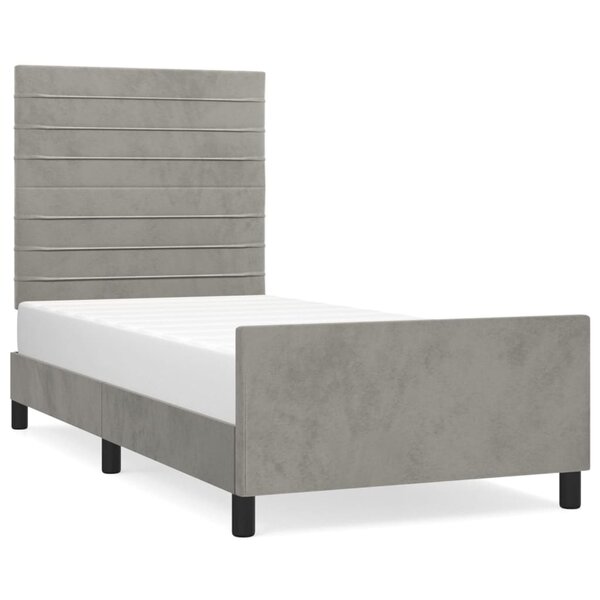 vidaXL Cadre de lit avec tête de lit Gris clair 90x200 cm Velours