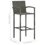 vidaXL Tabourets de bar lot de 2 gris résine tressée