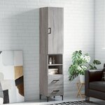 vidaXL Buffet haut Sonoma gris 34 5x34x180 cm Bois d'ingénierie