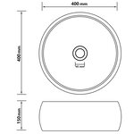 vidaXL Lavabo rond de luxe Noir mat 40x15 cm Céramique