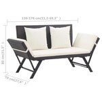 vidaXL Banc de jardin avec coussins 176 cm Noir Résine tressée