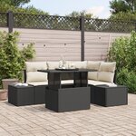 vidaXL Ensemble de canapé de jardin 5 pièces avec coussins Noir Poly Rattan