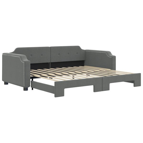 vidaXL Lit de jour avec lit gigogne gris foncé 100x200 cm tissu