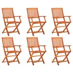 vidaXL Chaises de jardin pliables 6 Pièces Bois d'eucalyptus massif