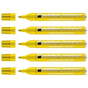 Marqueur Permanent 2000C Corps Alu Jaune Pointe Ronde 1 5-3 mm x 5 EDDING