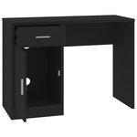 Bureau table poste de travail meuble d'ordinateur informatique étude avec tiroir et armoire 100 x 40 x 73 cm bois ingénierie noir 02_0023454
