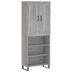 vidaXL Buffet haut Sonoma gris 69 5x34x180 cm Bois d'ingénierie