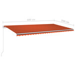 vidaXL Auvent automatique rétractable et poteaux 6x3 5 m Orange marron