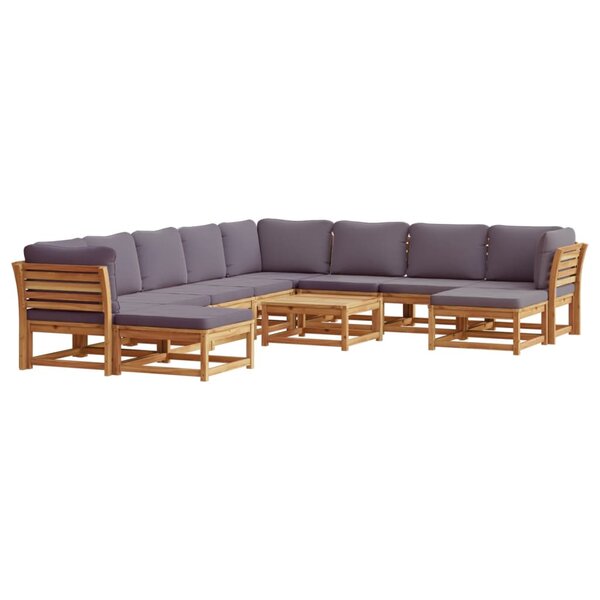 vidaXL Salon de jardin avec coussins 11 Pièces bois massif d'acacia