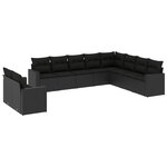vidaXL Salon de jardin 10 Pièces avec coussins noir résine tressée