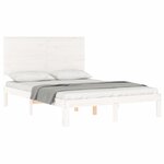 vidaXL Cadre de lit avec tête de lit blanc 140x190 cm bois massif