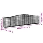 vidaXL Paniers à gabions arqués 3 Pièces 400x30x80/100 cm Fer galvanisé