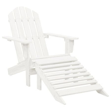 vidaXL Chaise de jardin avec pouf Bois Blanc