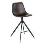 2 chaises de comptoir en cuir synthétique marron avec pieds noirs