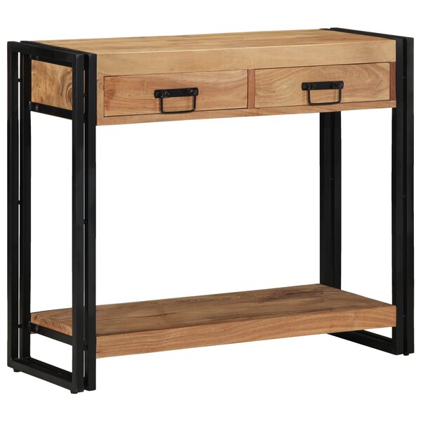 Table Console vidaXL Noire 90x33x75 cm en Acacia Massif et Métal