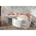 Lit combiné enfant contemporain décor gris loft et blanc - 90 x 190 ou 200 cm