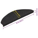 vidaXL Tapis d'escalier autocollants 15 Pièces 65x22 5x3 5 cm Noir