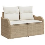 Ensemble de Canapés de Jardin de 9 Pièces avec Coussins Beige Rattan Acacia