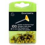 Boîte De 100 Épingles À Tête Plate Unie - Hauteur De Pointe 8mm - 5mm De Diamètre - Jaune - Exacompta