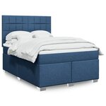 vidaXL Sommier à lattes de lit avec matelas Bleu 140x200 cm Tissu