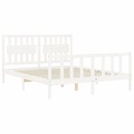 vidaXL Cadre de lit avec tête de lit blanc King Size bois massif