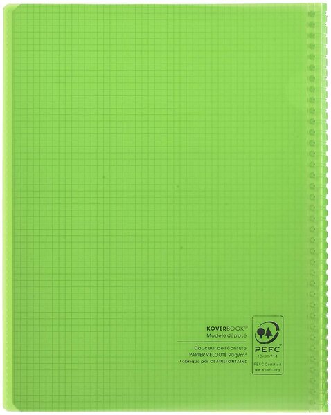 Cahier protège-cahier Koverbook Piqué Polypro 24x32 cm 160 P Q 5x5 Coloris Alé... CLAIREFONTAINE