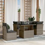 vidaXL Salon de jardin 6 Pièces avec coussins gris résine tressée