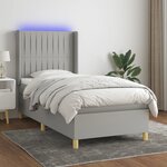 vidaXL Sommier à lattes de lit matelas LED Gris clair 90x200cm Tissu