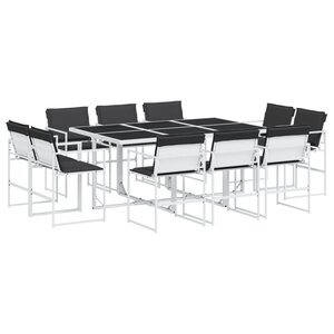 vidaXL Ensemble à manger de jardin avec coussins 11Pièces blanc textilène